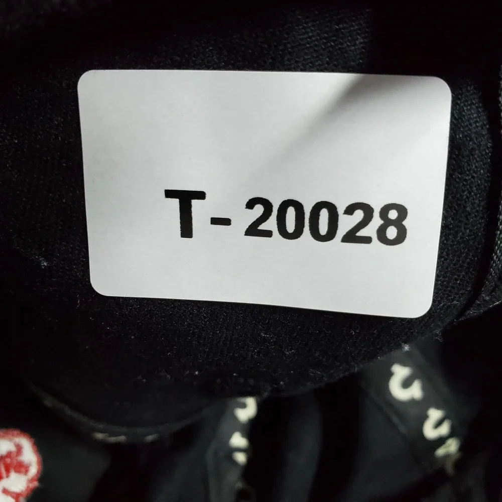 True Religion Men Baseball Cap OS Black Curved Buckle Strapback Embroidered Logo